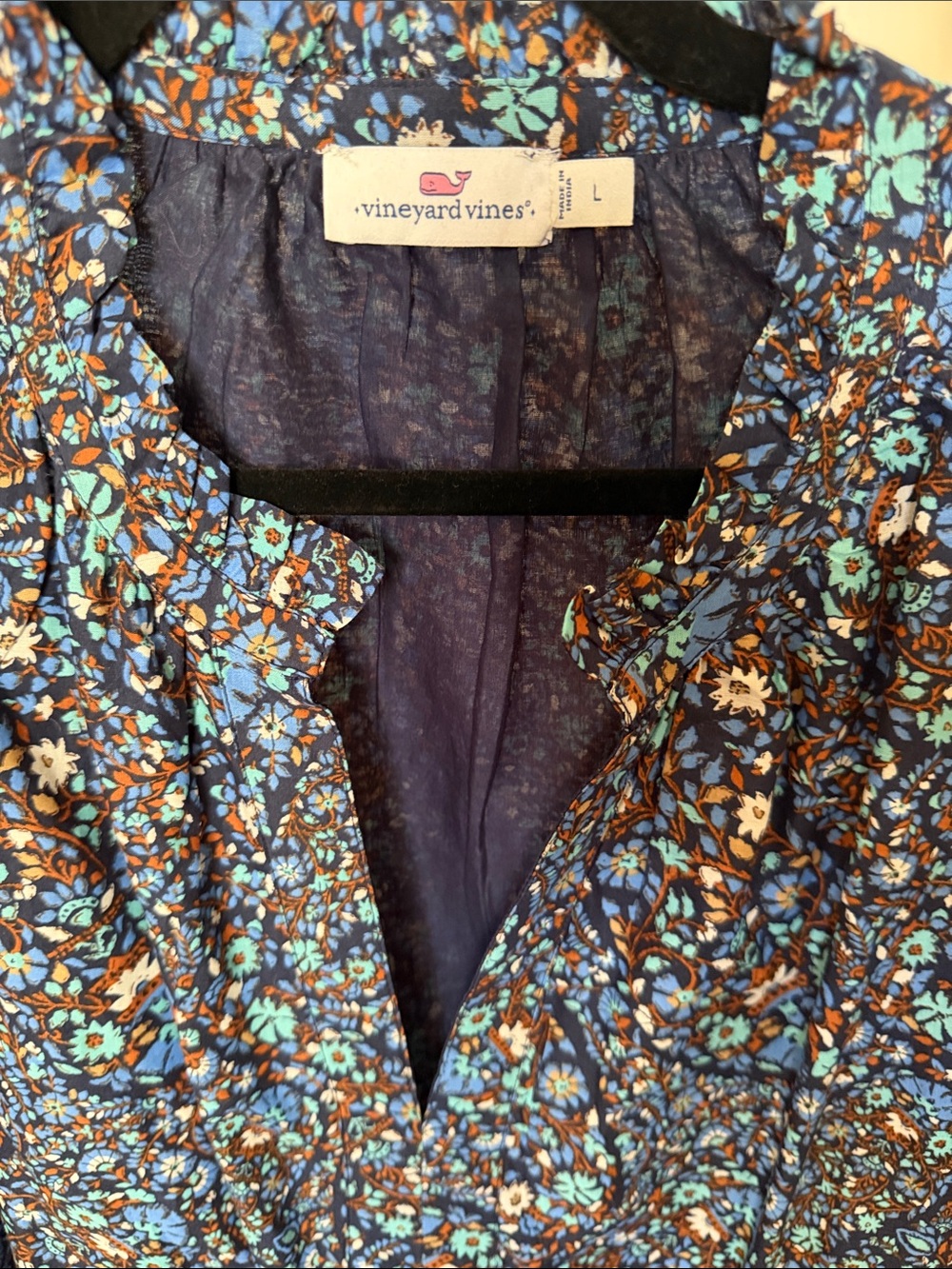 Vineyard Vines Navy Floral Long Sleeve Dress - Picture 2 of 4